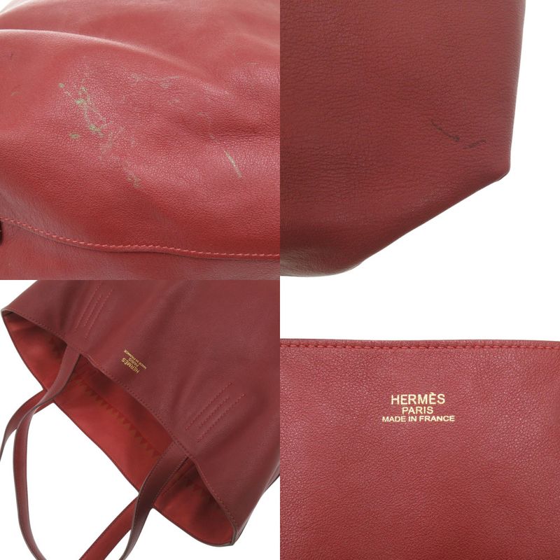 Hermes Double Sens 45 Reversible Bicolor Leather Veau Sikkim Red