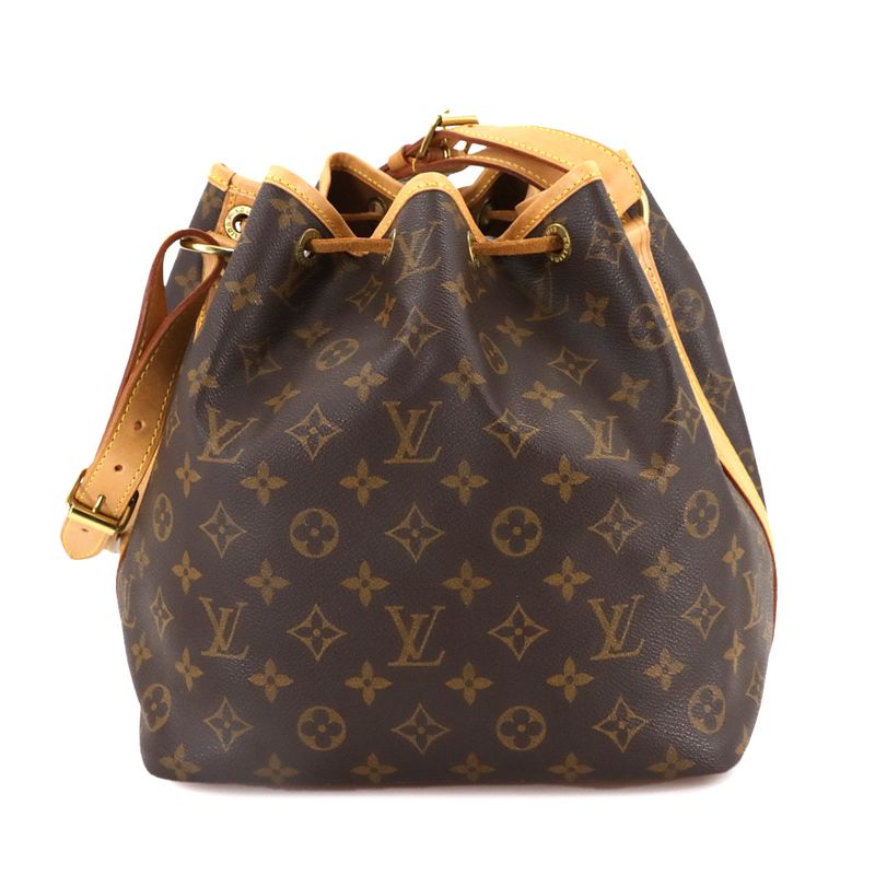Louis Vuitton Monogram Petit Noe Drawstring Shoulder Bag Brown Gold