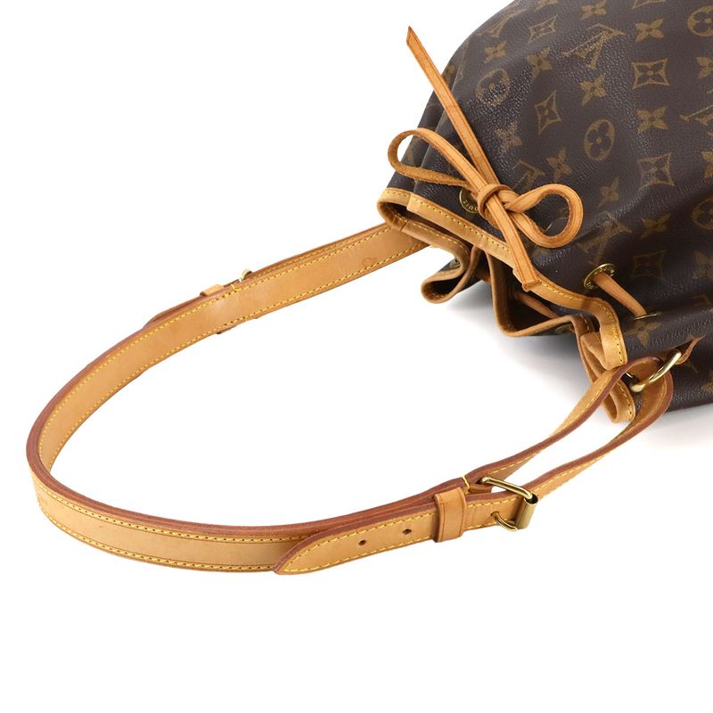 Louis Vuitton Monogram Petit Noe Drawstring Shoulder Bag Brown Gold