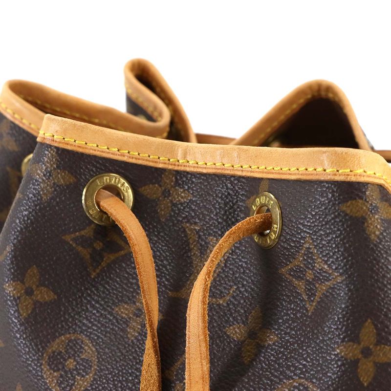 Louis Vuitton Monogram Petit Noe Drawstring Shoulder Bag Brown Gold