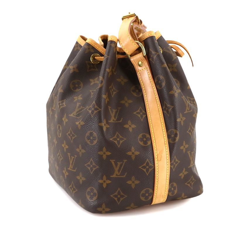 Louis Vuitton Monogram Petit Noe Drawstring Shoulder Bag Brown Gold