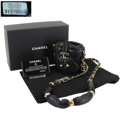 Chanel Quilted Mini Drawstring Chain Shoulder Bag Leather