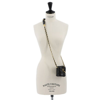 Chanel Quilted Mini Drawstring Chain Shoulder Bag Leather