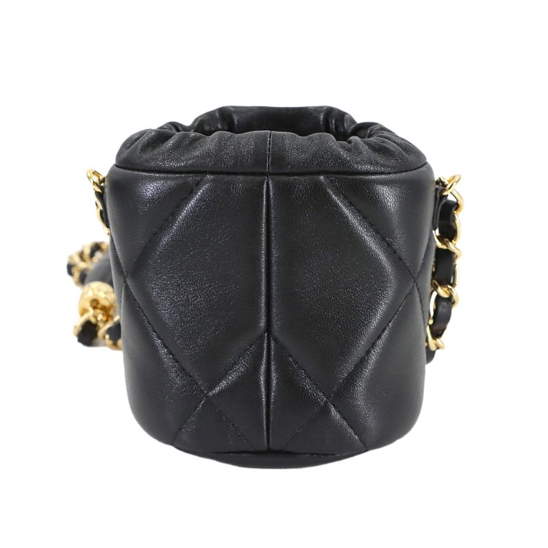 Chanel Quilted Mini Drawstring Chain Shoulder Bag Leather