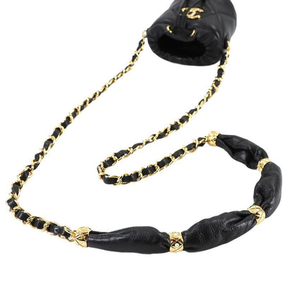 Chanel Quilted Mini Drawstring Chain Shoulder Bag Leather