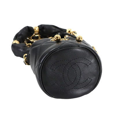 Chanel Quilted Mini Drawstring Chain Shoulder Bag Leather