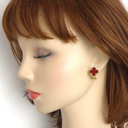 Van Cleef & Arpels Earrings Vintage Alhambra Carnelian 18K Yellow