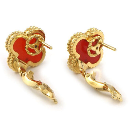 Van Cleef & Arpels Earrings Vintage Alhambra Carnelian 18K Yellow
