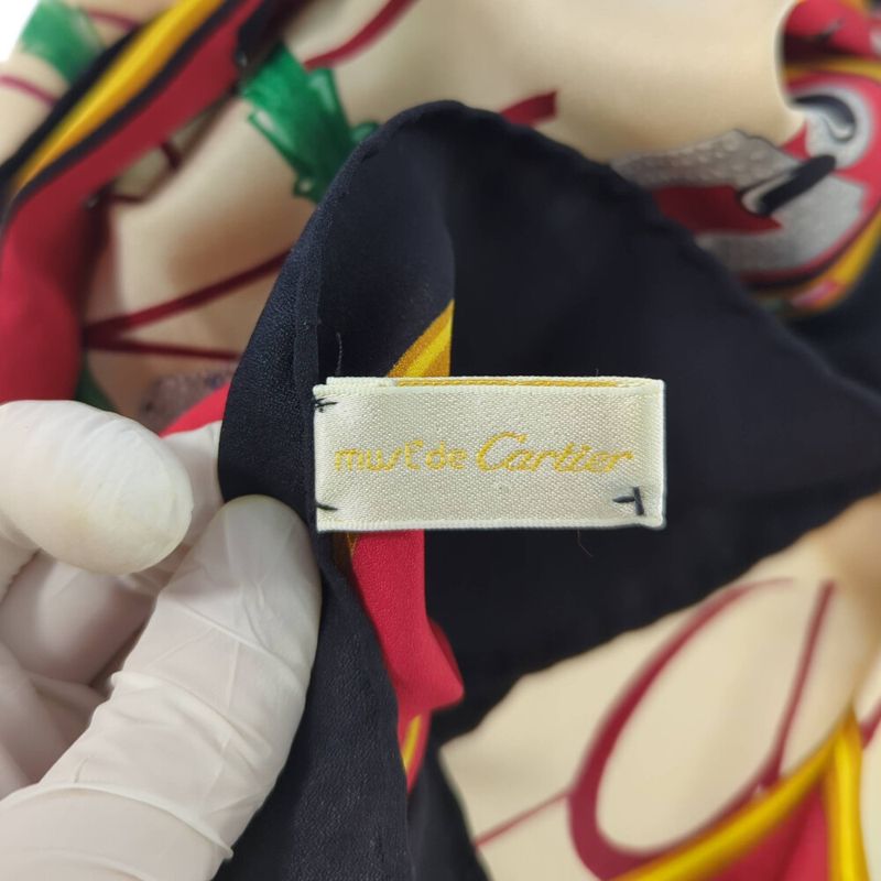 Cartier Pattern Silk Scarf Neckwear Red