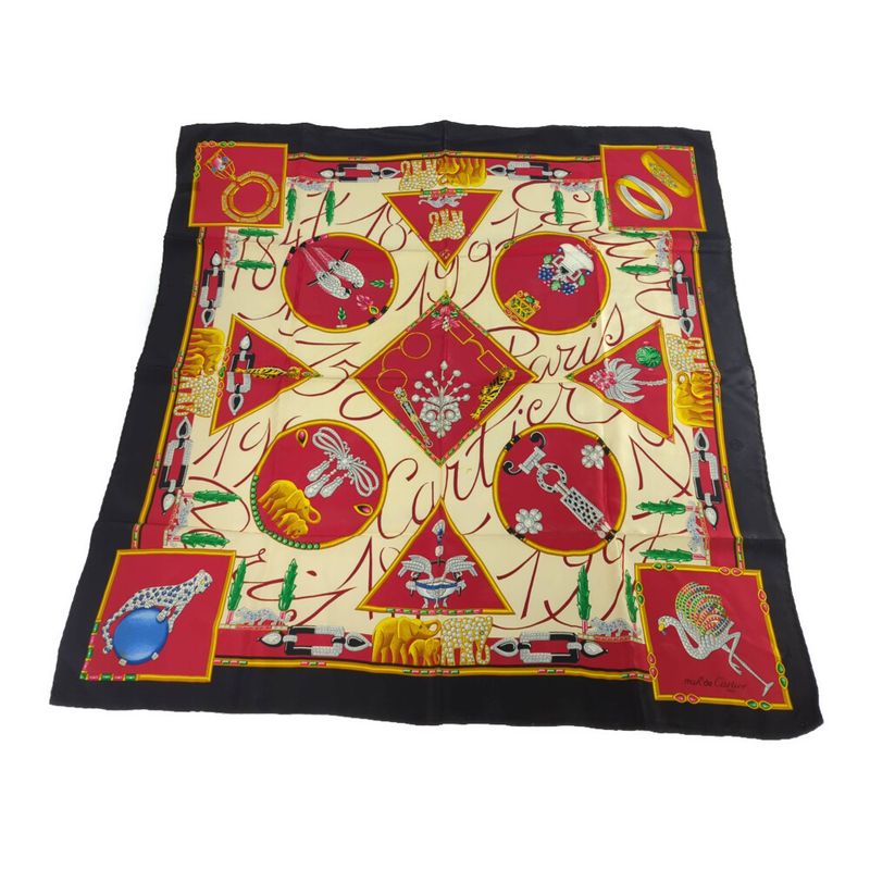 Cartier Pattern Silk Scarf Neckwear Red