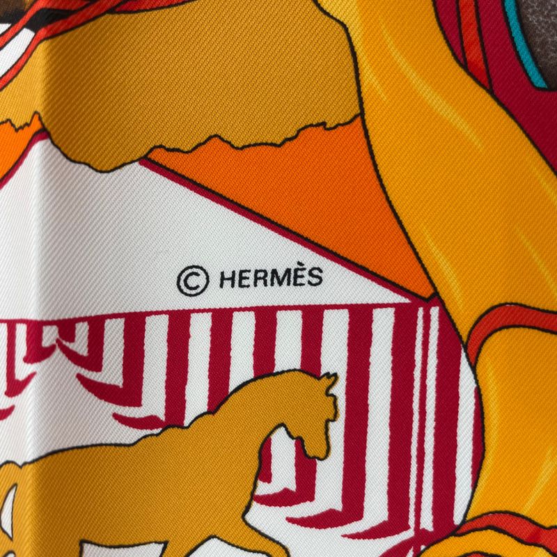 Hermes Scarf Silk Carre 90 Feria de Sevilla Seville Holiday Red
