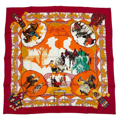 Hermes Scarf Silk Carre 90 Feria de Sevilla Seville Holiday Red