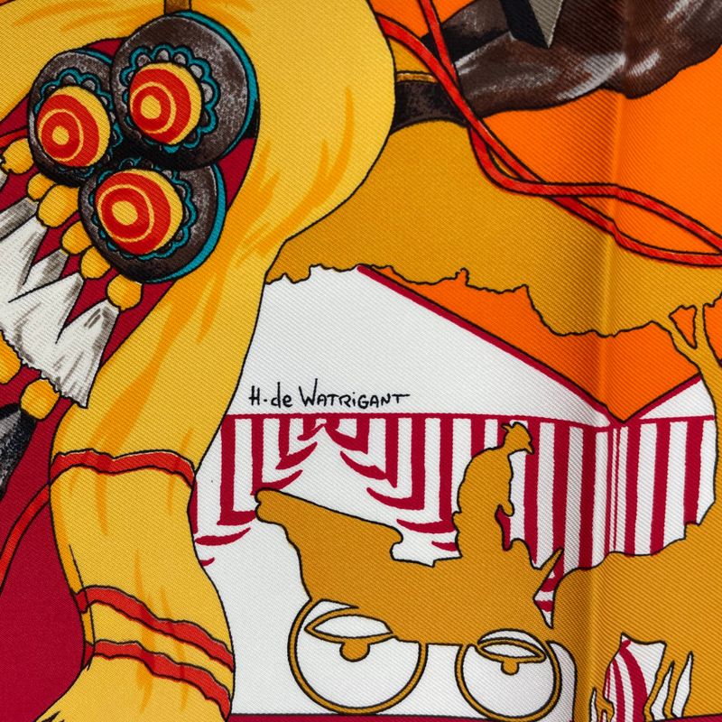 Hermes Scarf Silk Carre 90 Feria de Sevilla Seville Holiday Red