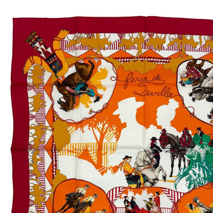 Hermes Scarf Silk Carre 90 Feria de Sevilla Seville Holiday Red