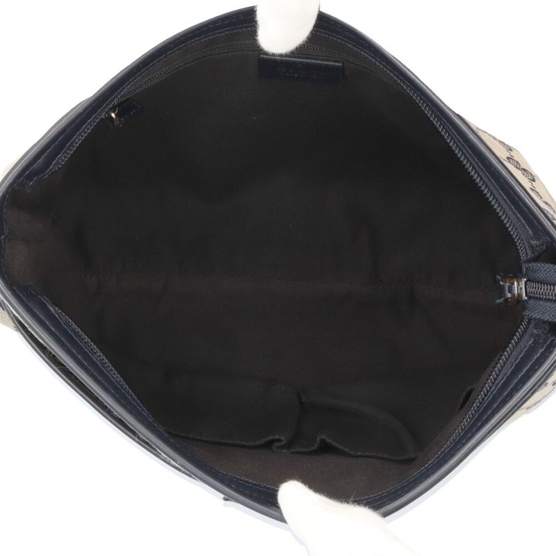 Gucci Sherry GG Canvas Shoulder Bag Beige Navy