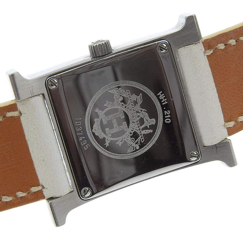 Hermes Watch Double Tour Stainless Steel Smooth Leather Silver