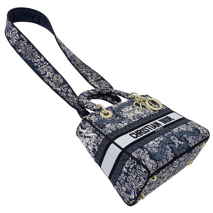 Dior 2-Way Shoulder Bag Lady Delight Jacquard Blue Navy