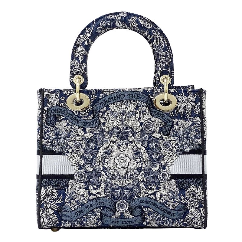 Dior 2-Way Shoulder Bag Lady Delight Jacquard Blue Navy