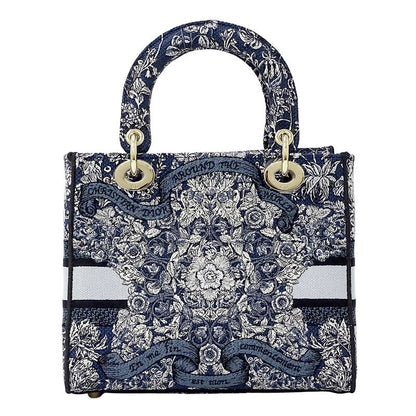 Dior 2-Way Shoulder Bag Lady Delight Jacquard Blue Navy