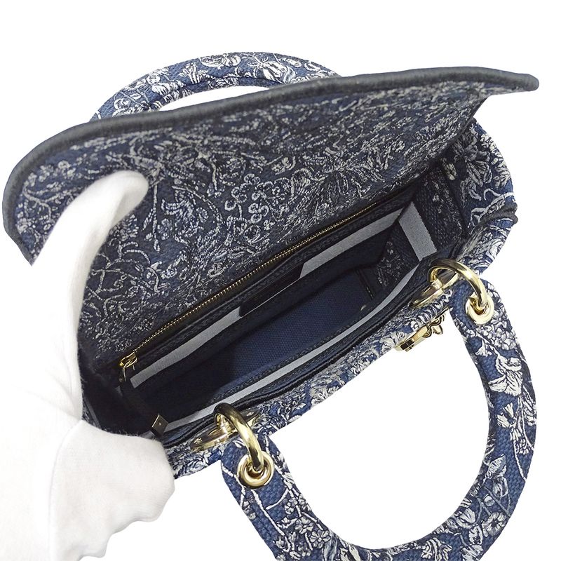 Dior 2-Way Shoulder Bag Lady Delight Jacquard Blue Navy