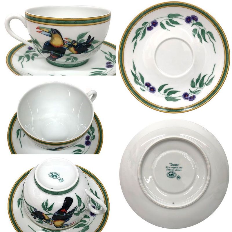 Hermes Geki Toucan Cup & Saucer C S Large Bowl Cafe Au Lait Soup