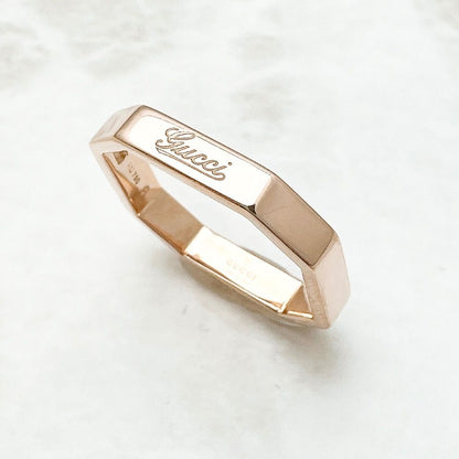 Gucci Octagonal Pink Gold Ring