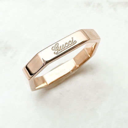 Gucci Octagonal Pink Gold Ring