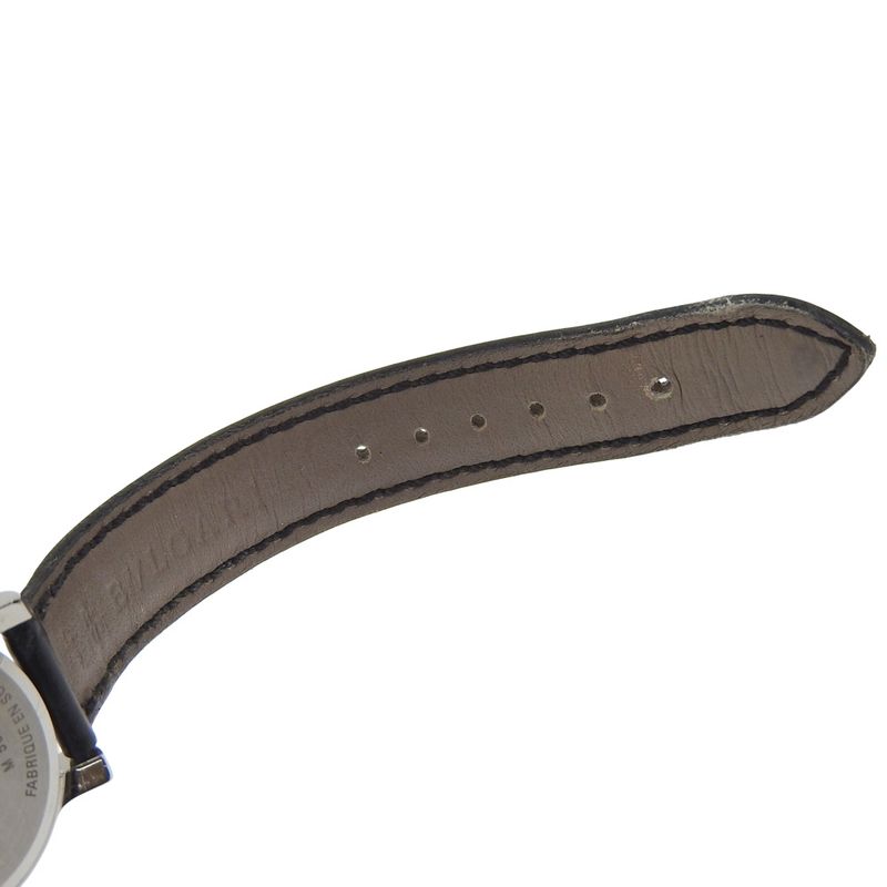 Bvlgari Solo Tempo Stainless Steel Leather Quartz Analog Display Watch