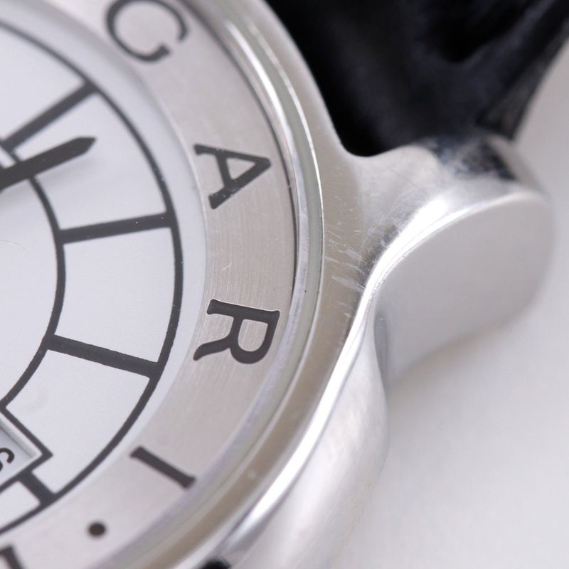 Bvlgari Solo Tempo Stainless Steel Leather Quartz Analog Display Watch