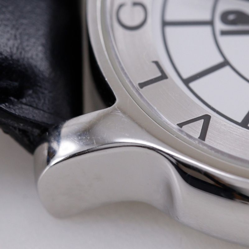 Bvlgari Solo Tempo Stainless Steel Leather Quartz Analog Display Watch