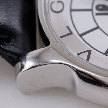 Bvlgari Solo Tempo Stainless Steel Leather Quartz Analog Display Watch