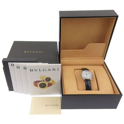 Bvlgari Solo Tempo Stainless Steel Leather Quartz Analog Display Watch