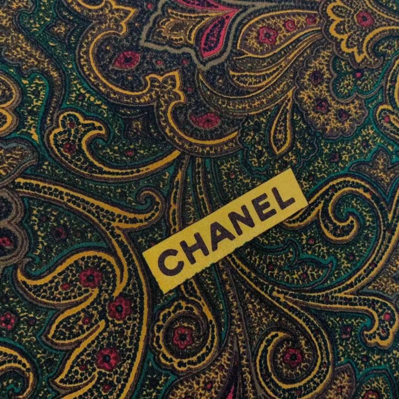 Chanel Scarf Silk CC Logo Paisley Pattern