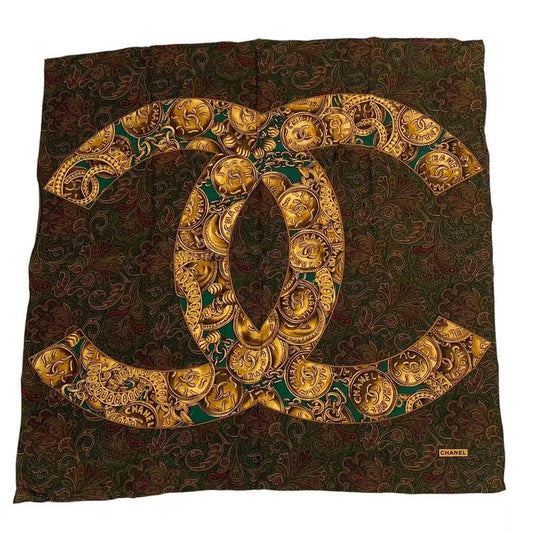 Chanel Scarf Silk CC Logo Paisley Pattern