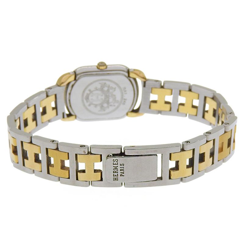 Hermes Rally Stainless Steel Gold Plated Gold Quartz Analog Display Watch