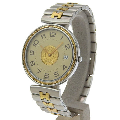 Hermes Stainless Steel Quartz Analog Display Ivory Dial Watch