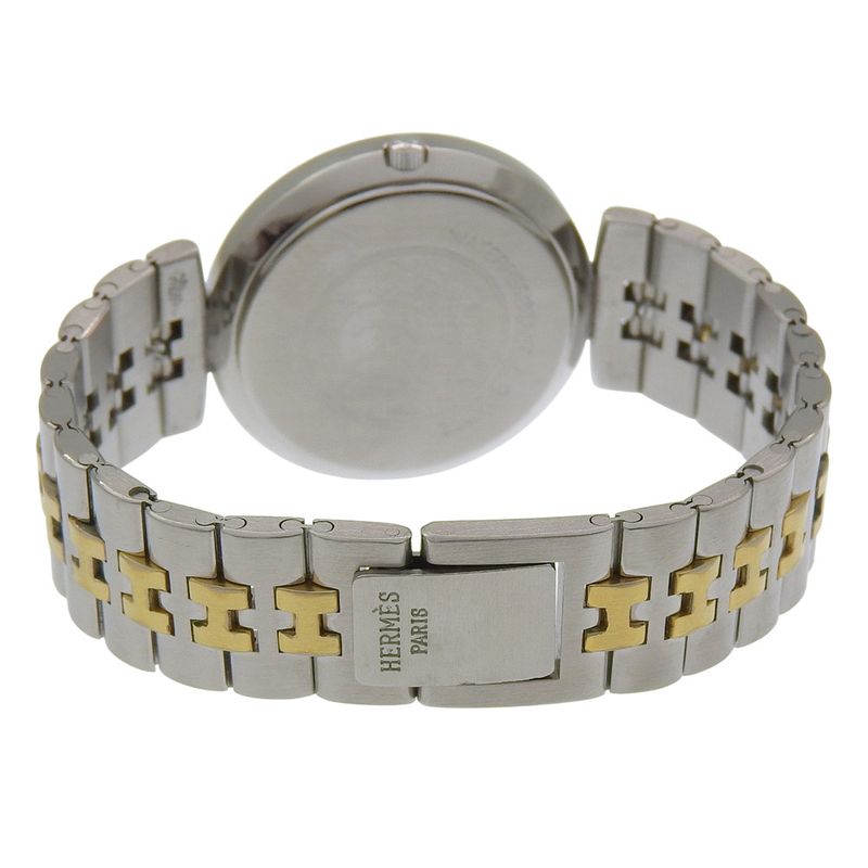 Hermes Stainless Steel Quartz Analog Display Ivory Dial Watch
