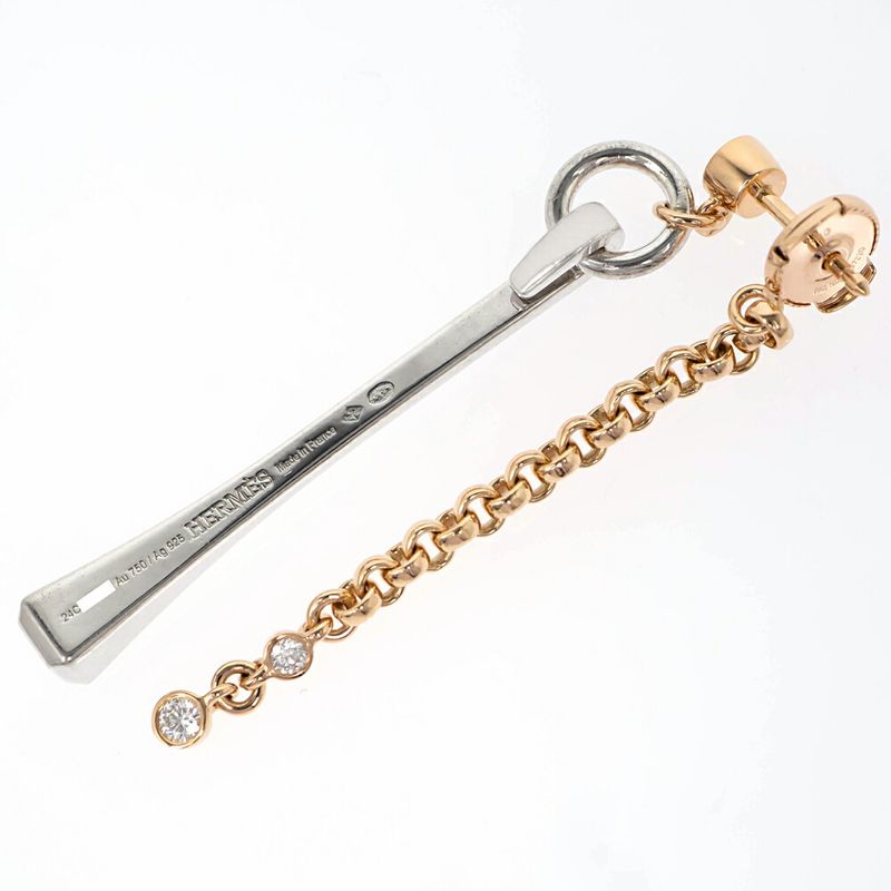 Hermes Single Earrings Mixed-and-h Clou de Forge 18K Pink