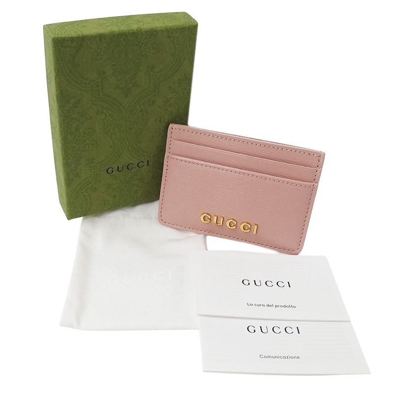 Gucci Card Case Leather Pink Fixed Era Logo