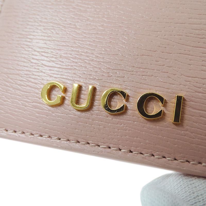 Gucci Card Case Leather Pink Fixed Era Logo