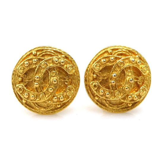 Chanel Earrings CC Logo Gold Plated