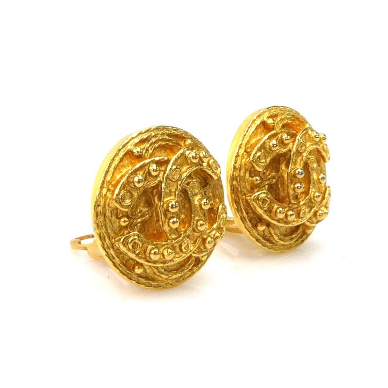 Chanel Earrings CC Logo Gold Plated