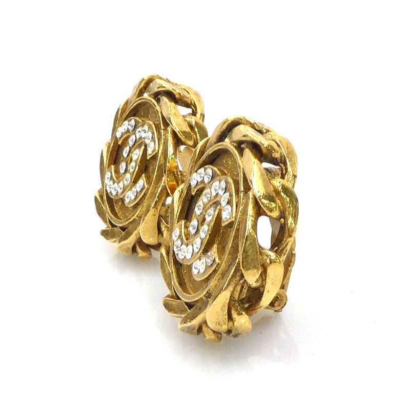 Chanel Earrings CC Logo Gold Plated