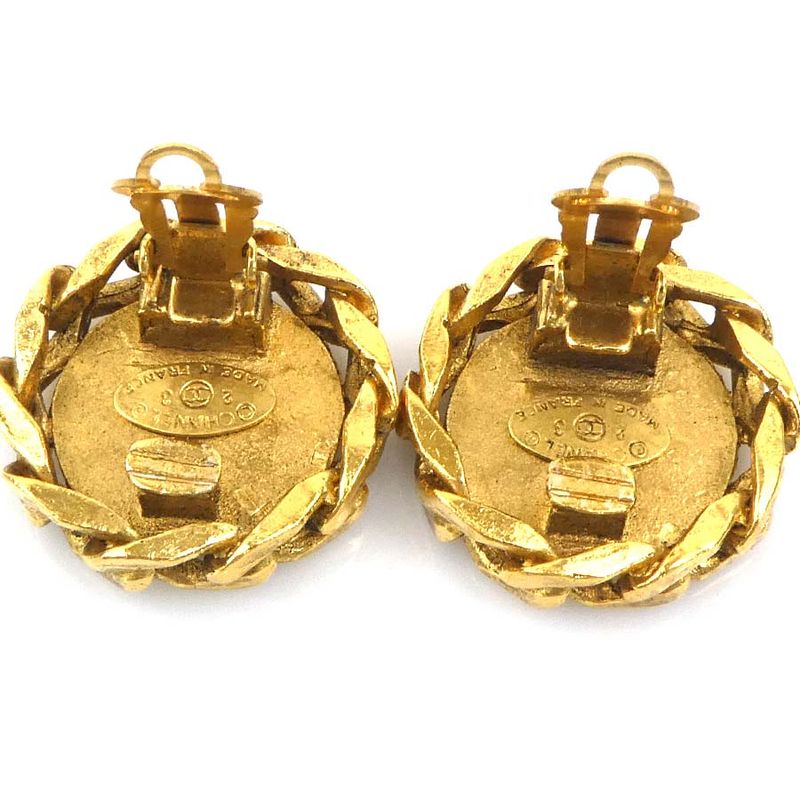 Chanel Earrings CC Logo Gold Plated