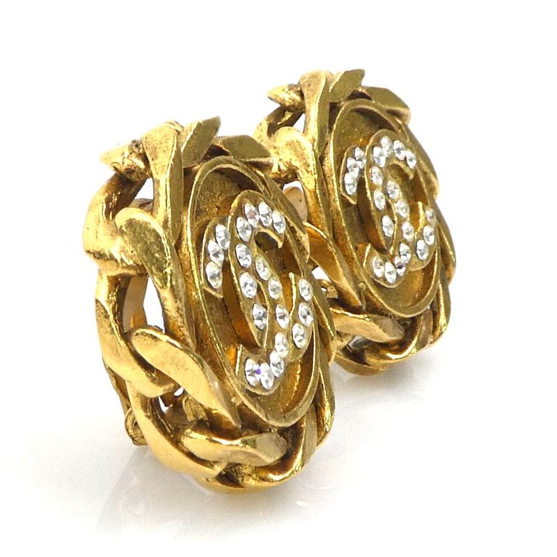 Chanel Earrings CC Logo Gold Plated