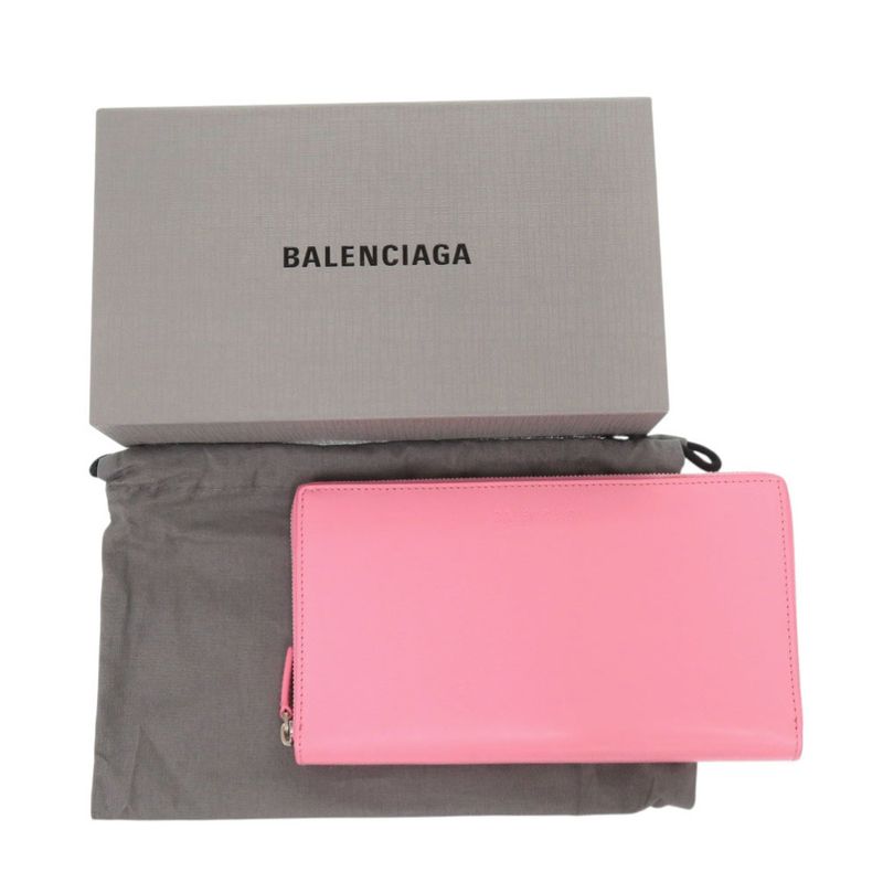 Balenciaga Essential Continental Wallet Leather Pink