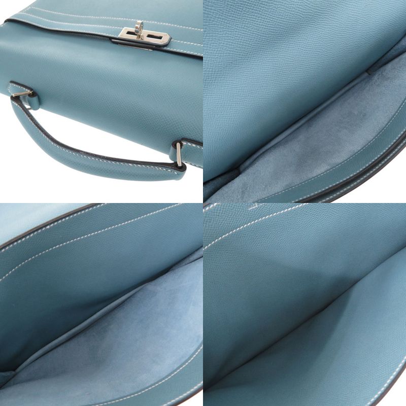 Hermes Kelly Depeche 38 Veau Epsom Blue Jean Silver