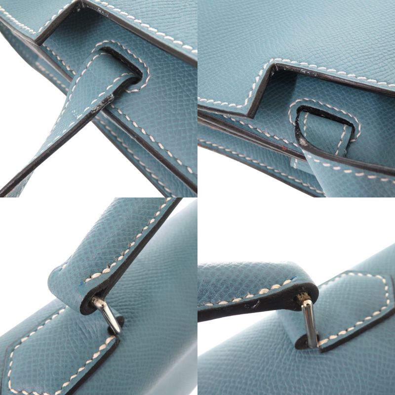 Hermes Kelly Depeche 38 Veau Epsom Blue Jean Silver