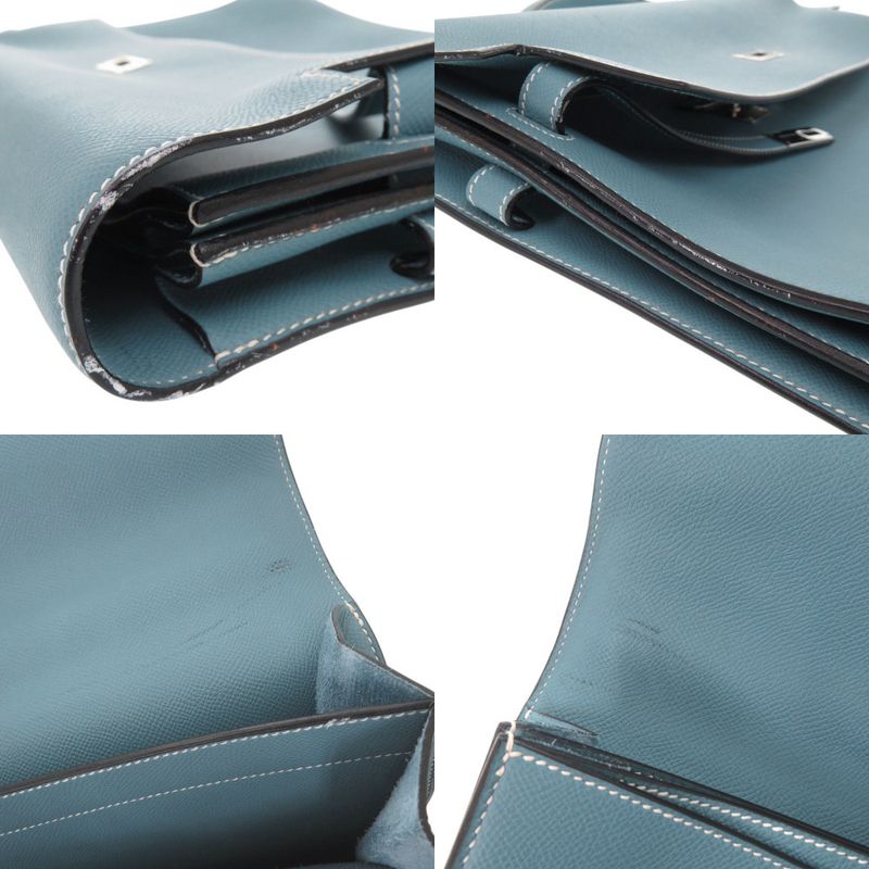 Hermes Kelly Depeche 38 Veau Epsom Blue Jean Silver