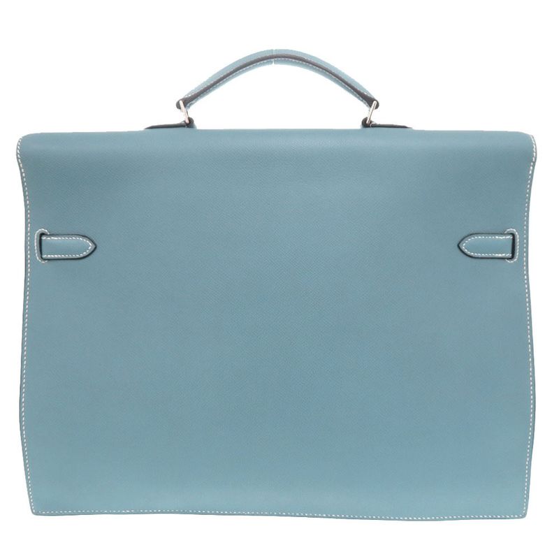 Hermes Kelly Depeche 38 Veau Epsom Blue Jean Silver